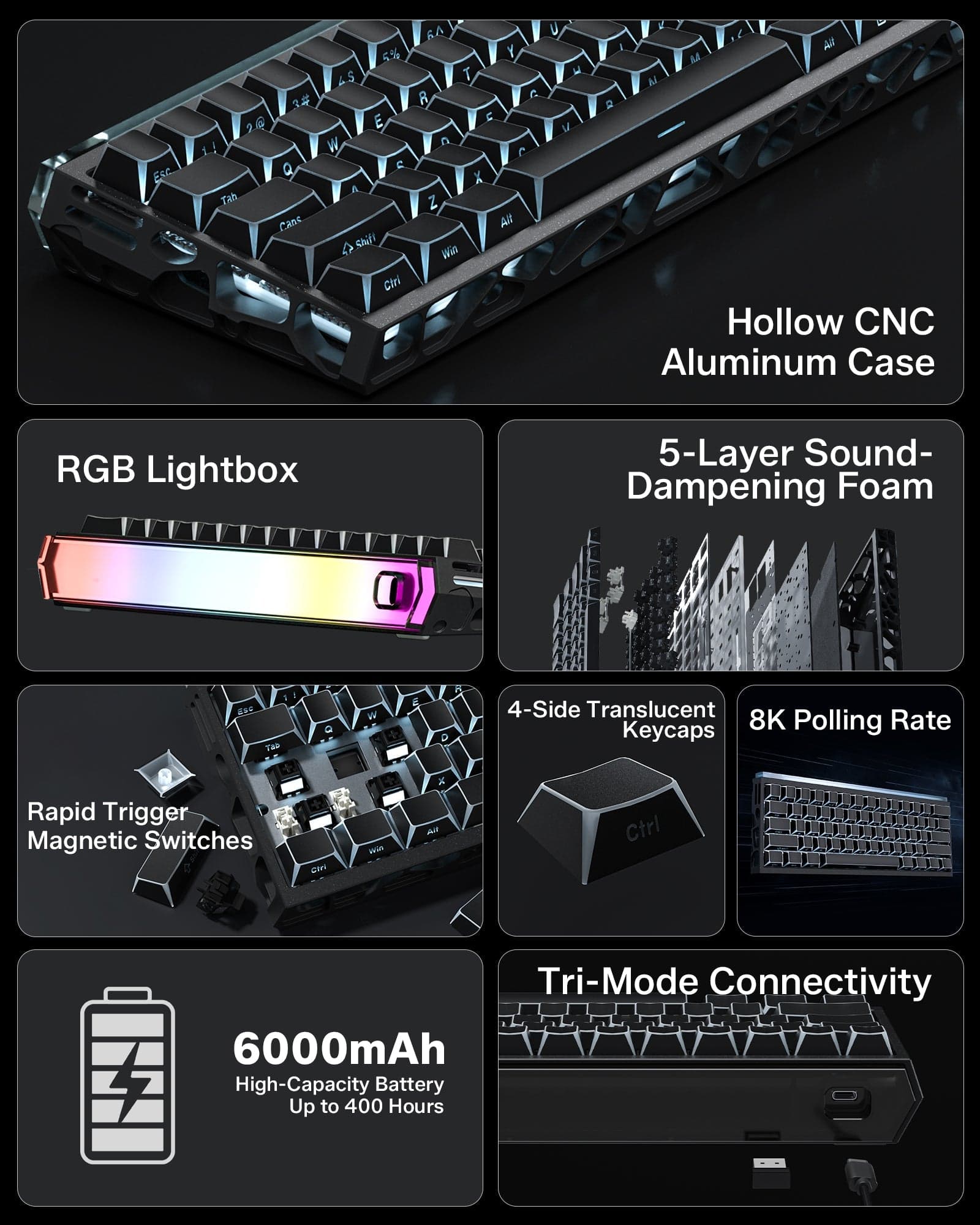 Womier SK61 HE 60% Magnetic Aluminium Keyboard