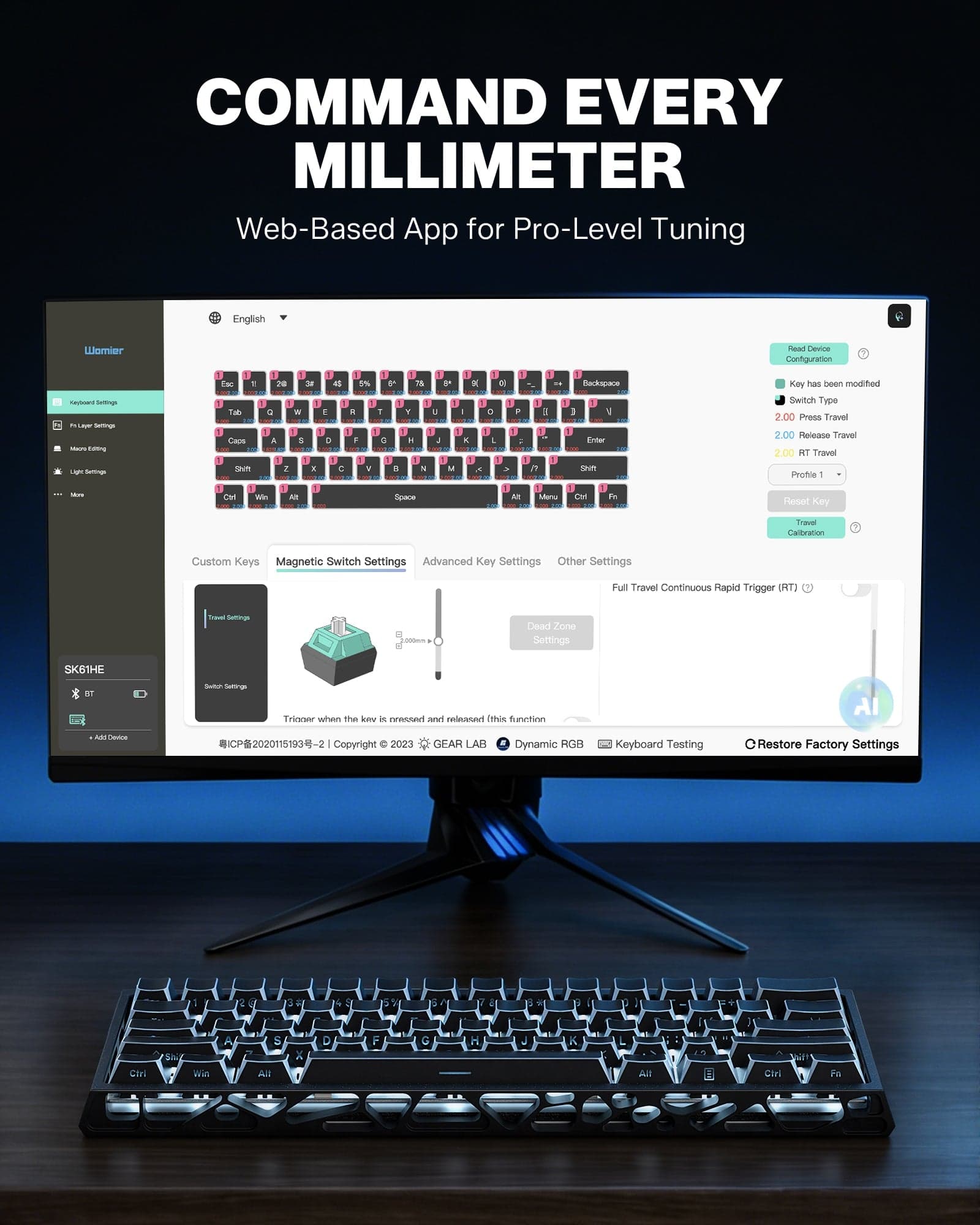 Womier SK61 HE 60% Magnetic Aluminium Keyboard